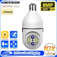 10X Zoom E27 Bulb Camera 8MP 4K WiFi Baby Monitor Dual Lens Auto Tracking Indoor Video Surveillance Home Security Floodlight