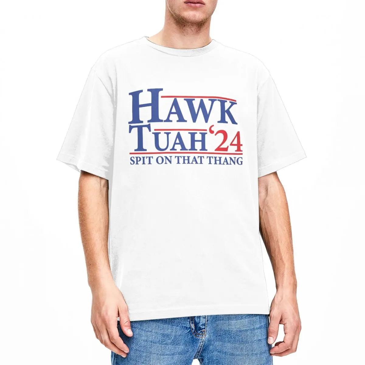 Hawk Tuah Spit On That Thang Accessories T-Shirt for Men Women Funny 100% Cotton Tees Crewneck Short Sleeve Birthday Present Top