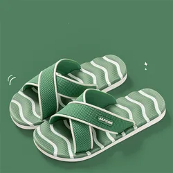 Summer Slippers Men Flat Slides Fashion Green Men's Slippers Indoor House Shoes Unisex Non-slip Bathroom Slippers Home pantuflas