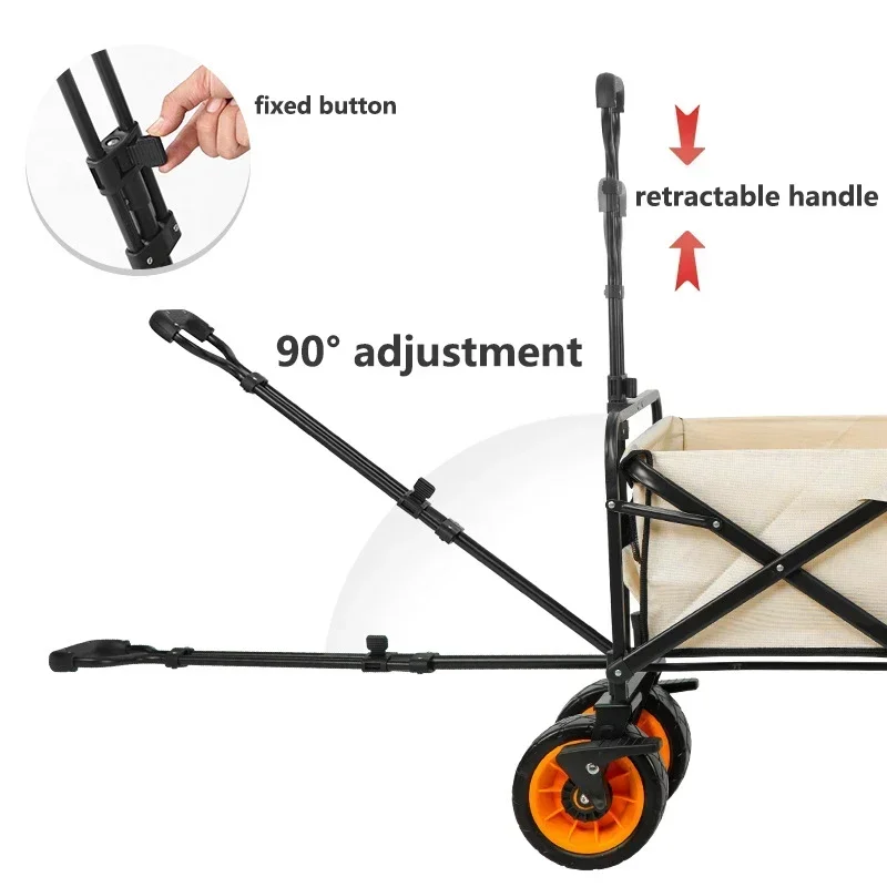 Steel Frame Outdoor Trolley Universal Wheels Foldable Outdoor Activities Folding Garden Cart Camping Mover Wagon