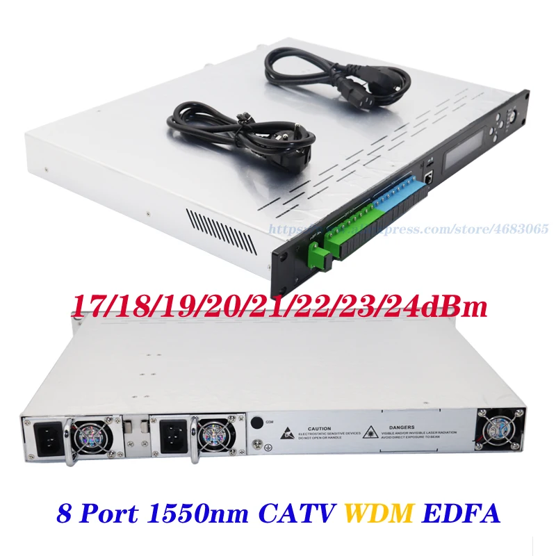 

8 Port 17/18/19/20/21/22/23/24dBm WDM EDFA 1550nm Optical Fiber Amplifier Highpower CATV Network EDFA SNMP 8 Ports customized