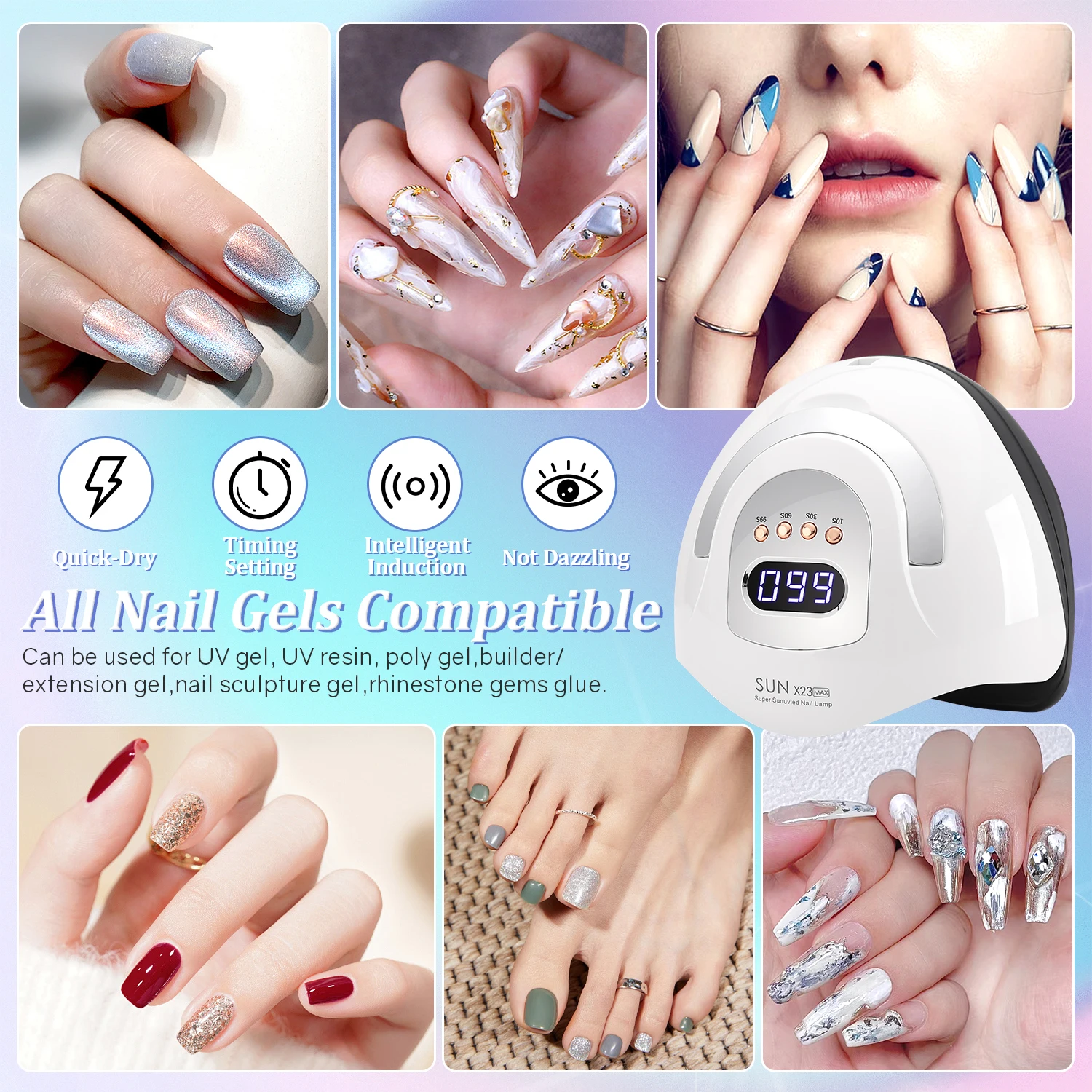 81LEDS Professional Nail Dryer Lamp For Manicure Powerful UV LED Gel Nail Lamp With Automatic Sensing Gel Polish Drying Lamp