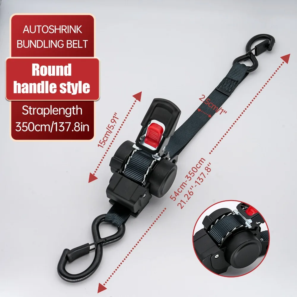 Automatic Ratchet Straps 3m X 25mm Self-retracting Tie Down Straps with S-Hooks for Cargo Securing Heavy Duty Ratchet