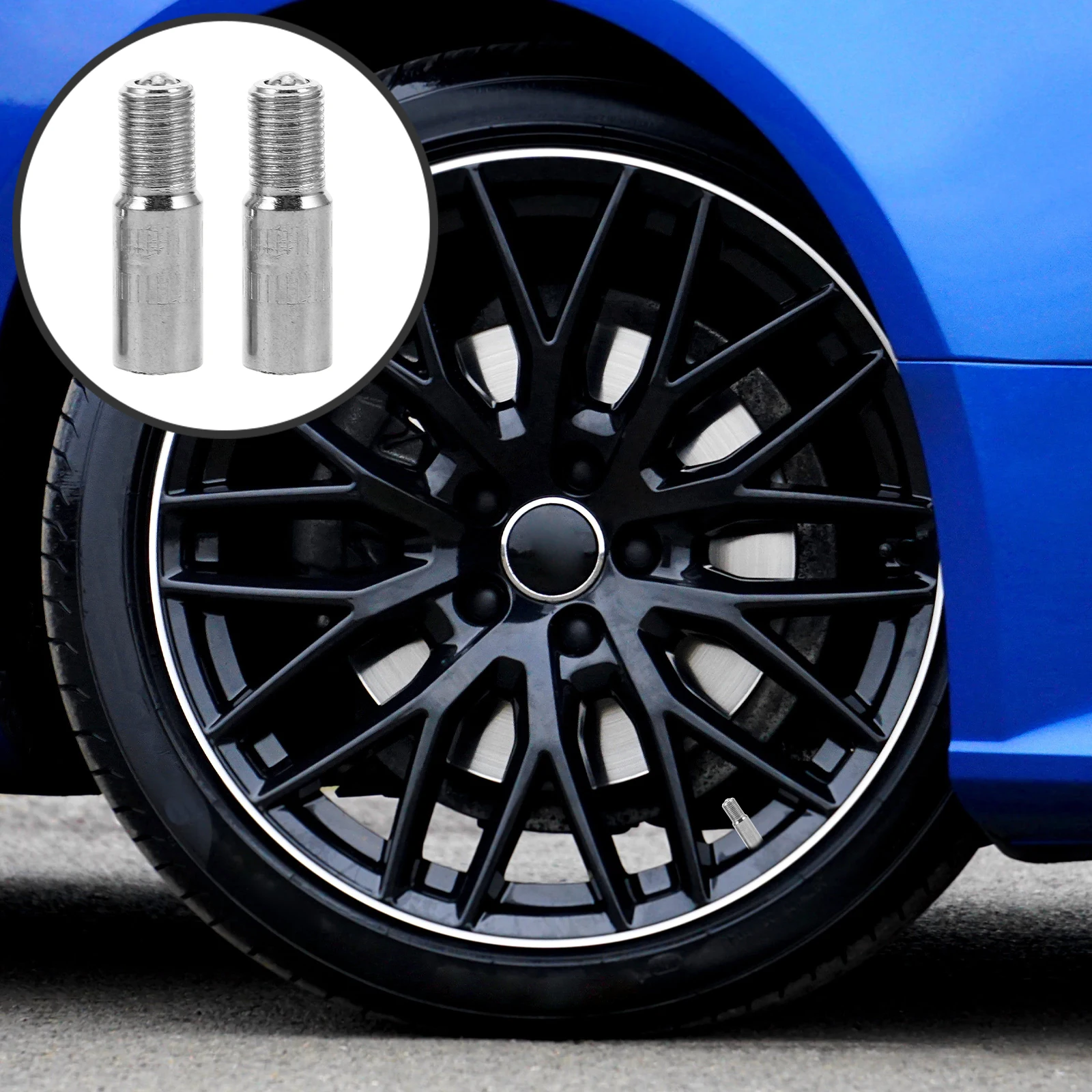 

4 Pcs Valve Extension Cap Tire Stem Extender for Van Caps Screw-on Sealants Car Adapter Nickel-plated Copper Wheel