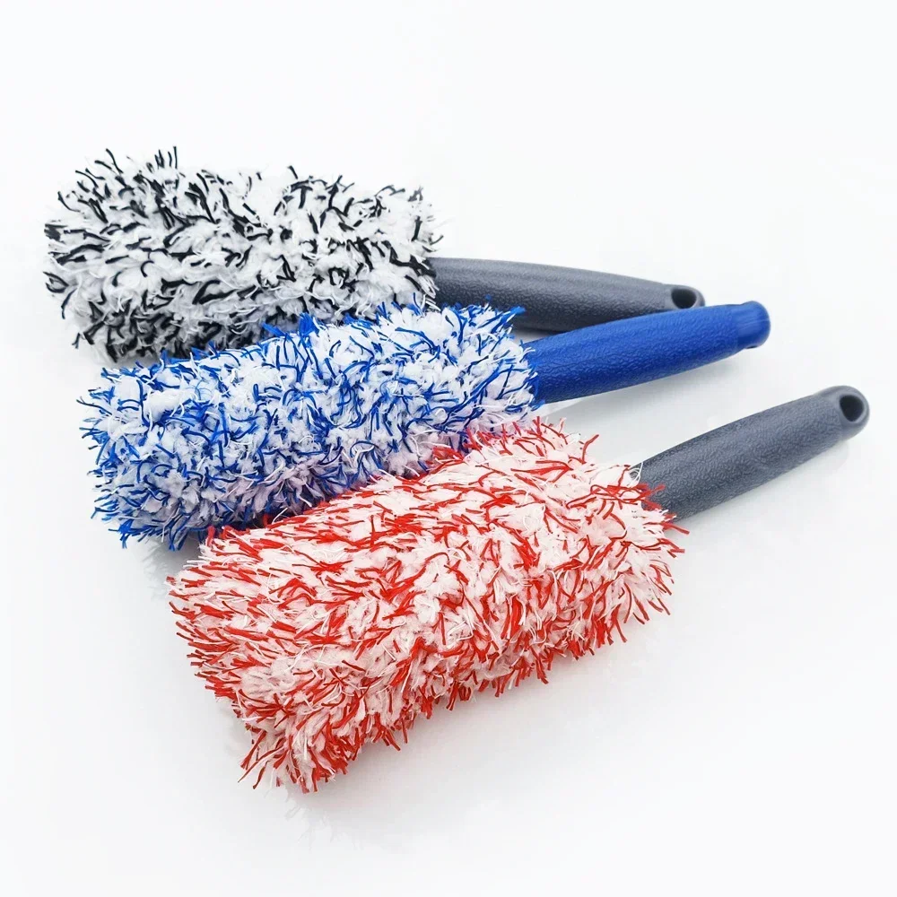 Car Wash Super Brush Plush Premium Wheels Brush Non-Slip Handle Easy To Cleaning Rims Spokes Wheel Barrel Car Accessories