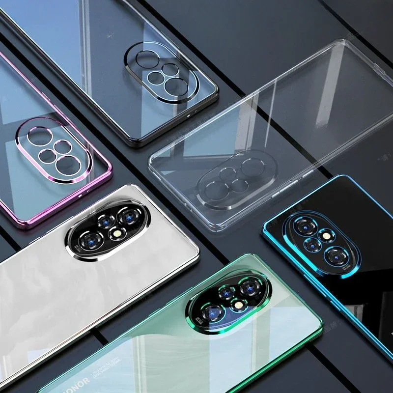Para huawei honor 200 pro galvanoplastia caso de telefone para honor200 200pro lente com tudo incluído silicone macio escudo capa