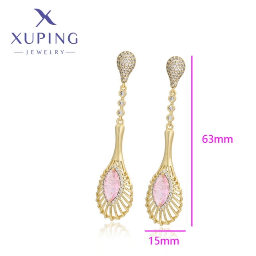 Xuping Jewelry Fashion Water Droplet Shape Light Gold Color Piering Hang Earrings for Women Schoolgirl Christmas Gift X000855704