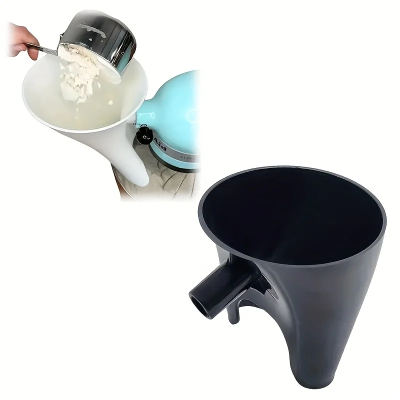 Heavy-Duty Plastic Flour Funnel for KitchenAid Stand Mixer, Spill-Proof Easy-Pour Attachment, Food-Safe for Flour & Eggs
