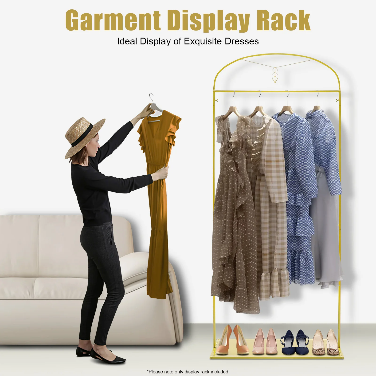 

7.5FT Simple Houseware Standard Rod Garment Rack Modern Clothing Store Metal Display Rack Home Freestanding Garment