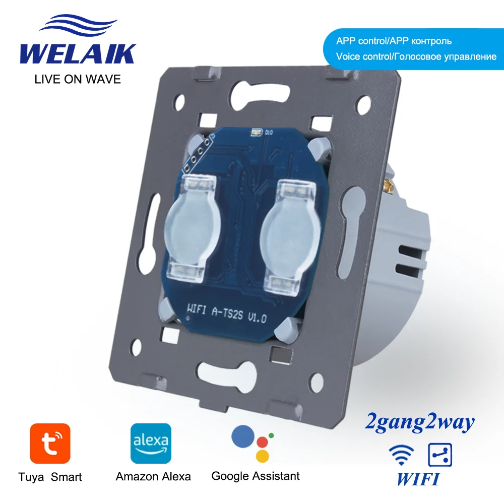 WELAIK EU Tuya WIFI Cross 2Gang 2Way Stairs Wall Touch Switch Alexa Google Aisle Through Intermediate Light Wall Switch A922-WIF