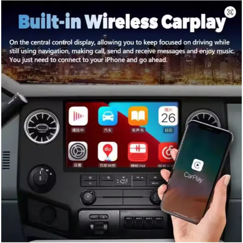 For Ford F250 2009-2015 Wireless CarPlay Android 13 auto Multimedia Video Player GPS Carplay Navigation Car GPS Navi Radio Touch