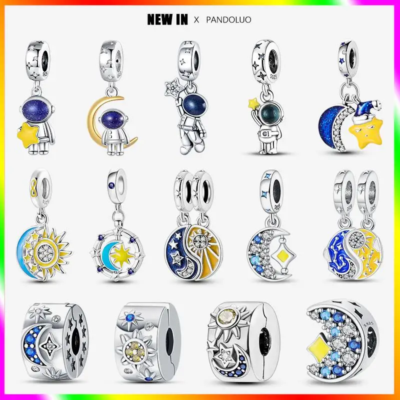 

New in Star Moon Sun Series Charm Beads Fits Pandora 925 Original Bracelet For Women 925 Silver Pendant Bead Jewelry Fine Gift