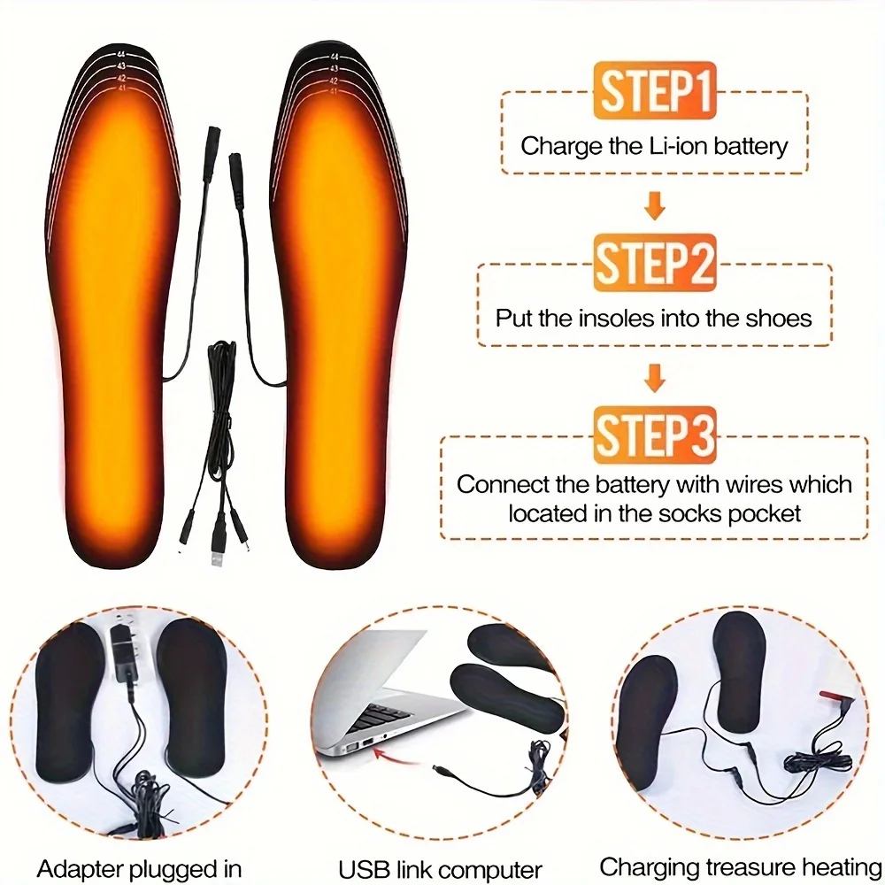 1pc USB Heated Insole,  Foot Warmer, Sock Warmer For Winter Outdoor Sports, Heated Insole For Winter Warmth