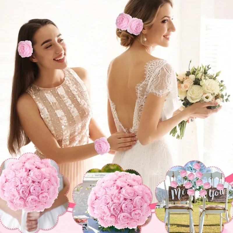 5/10 قطعة باقة الزهور الاصطناعية الورد الحرير ورد صناعي للمنزل ديكور حديقة الزفاف العروس الديكور في الهواء الطلق زهرية حلية