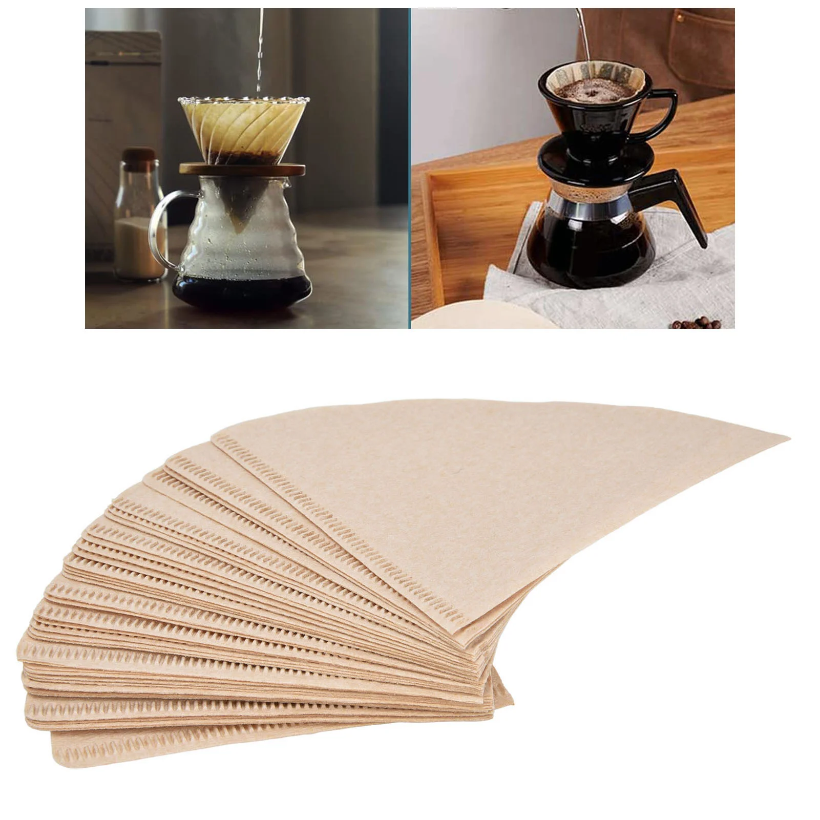 40Pcs/Bag Unbleached Wood Pulp Coffee Filter Papers Disposable Cone for Drip Coffee Makers Pour Over