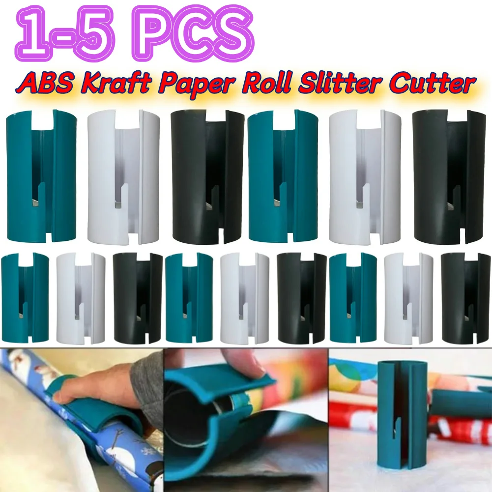 1-5PCS Kraft Paper Roll Slitter Cutter Lightweight Sliding Paper Cutter Portable ABS for Birthday Holiday Craft Wrapping Paper