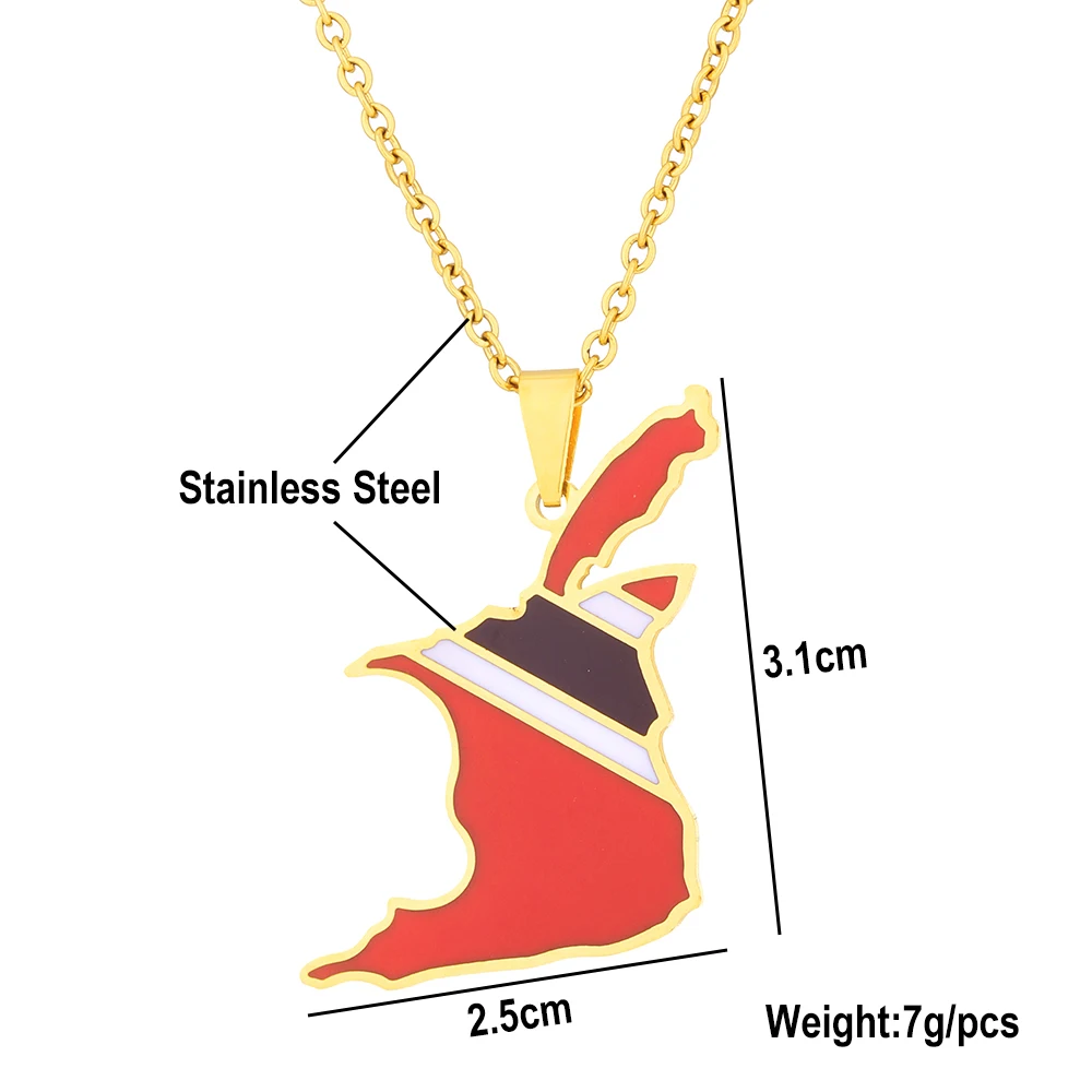 ترينيداد وتوباغو خريطة العلم قلادة قلادة الفولاذ المقاوم للصدأ الرجال النساء خرائط البلد مجوهرات هدية وطنية