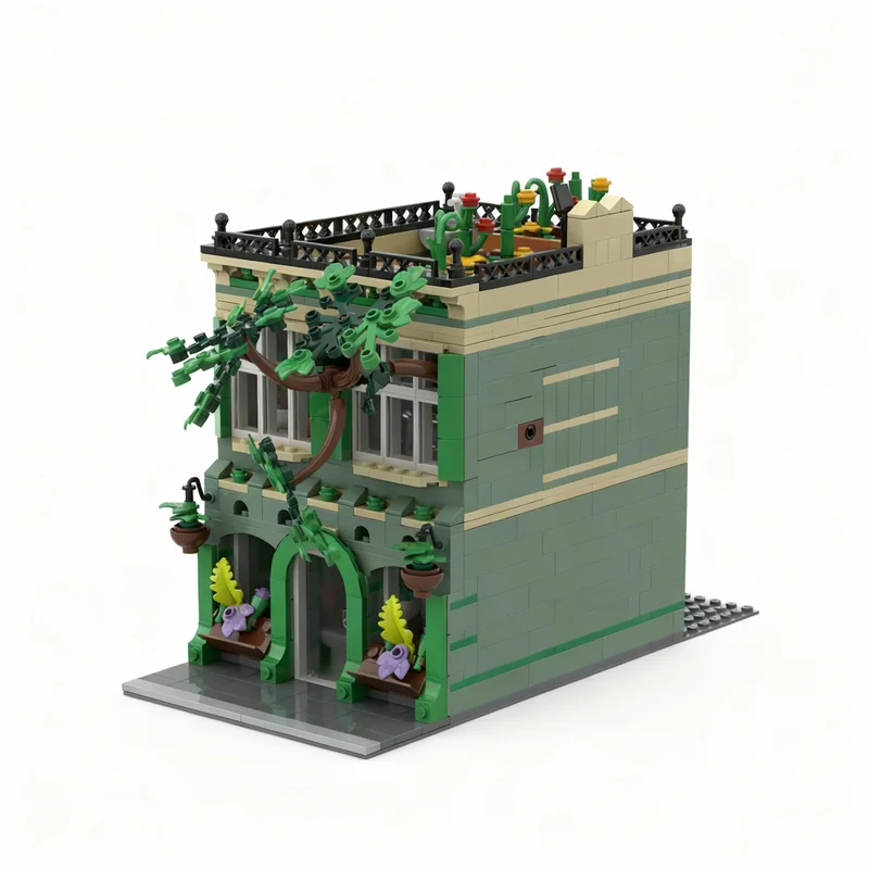 1098 elementów MOC Modularny Model Uliczny Sklep Roślinny Zestaw Klocków Prezent na Boże Narodzenie Zabawki Architektura Składanie Kreatywne DIY Pomysł