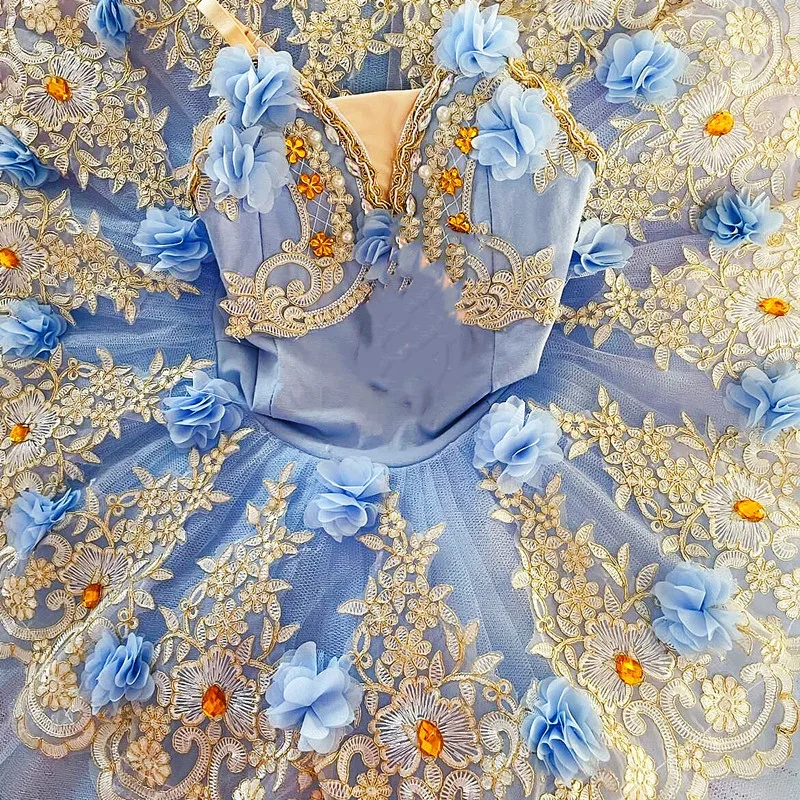 Jupe de princesse en dentelle bleue pour enfants, jupe menstruelle moelleuse, robe de ballet pour filles, tutu fzLake, costume de scène, performance 303