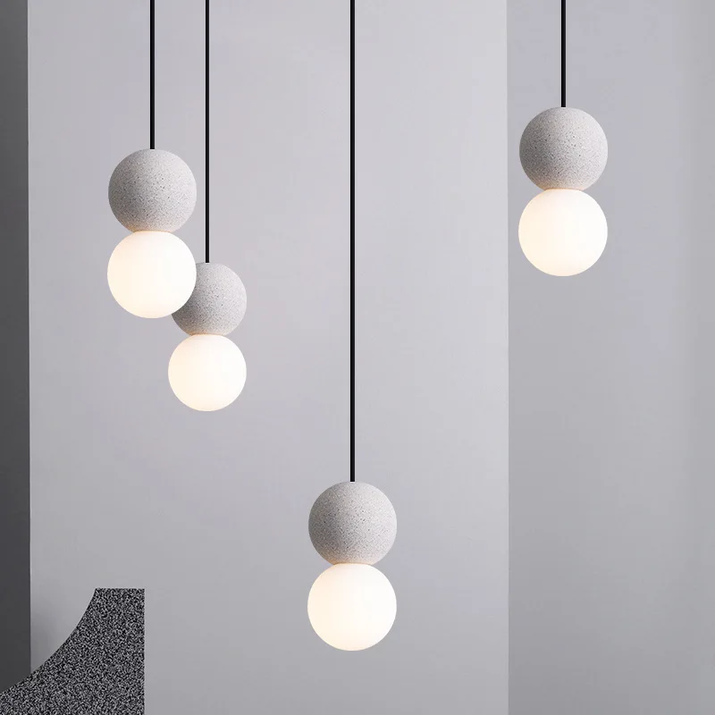 Pendant light Nordic children's room headboard Memphis cross-border wholesale clothing store designer cement ball minimalist LED