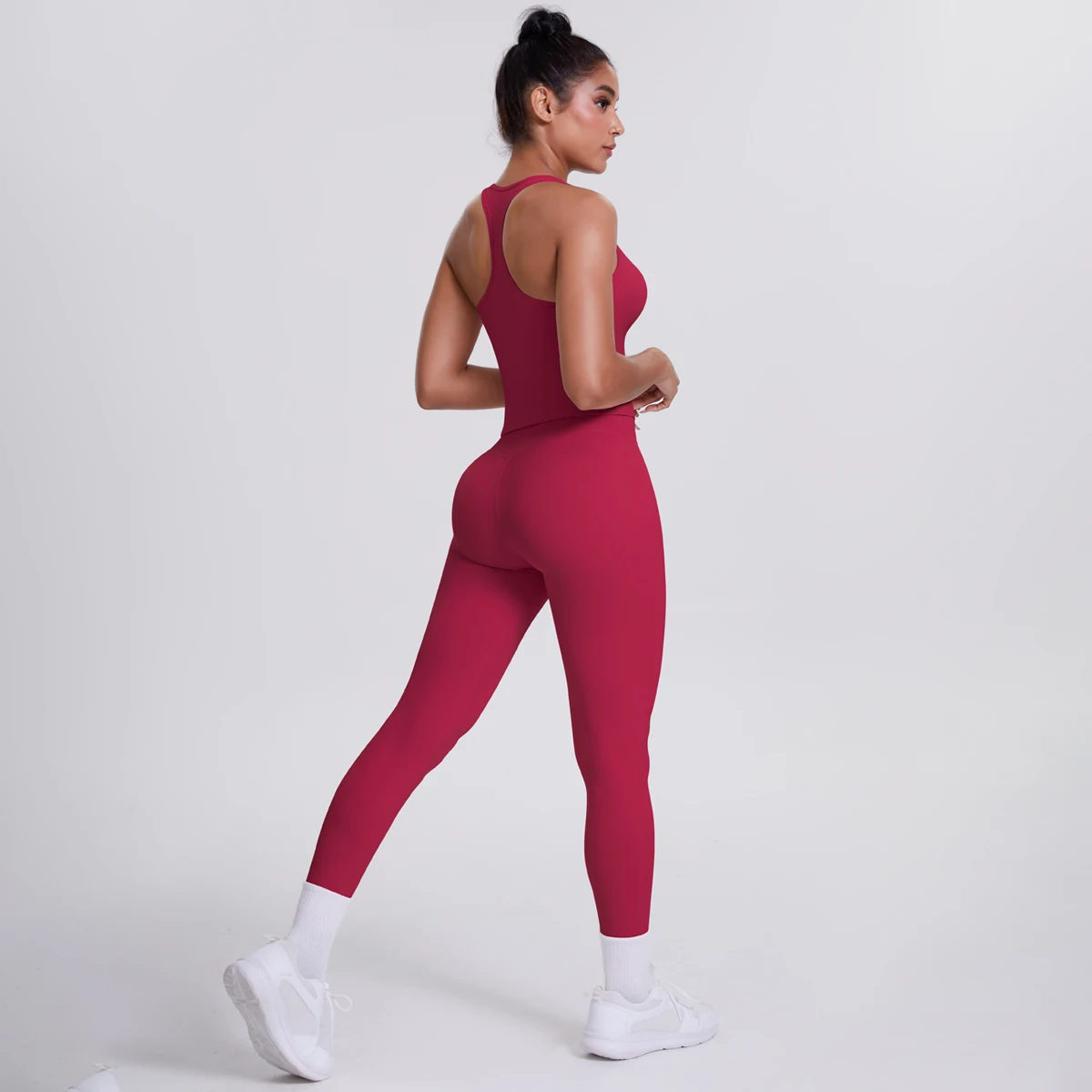 Yoga Top Set Fitness Gym Anzug Training Ärmellose Sport Gym Tops Crossover Zurück Sport Unterwäsche Bauch-steuer Abnehmen – Detail 13