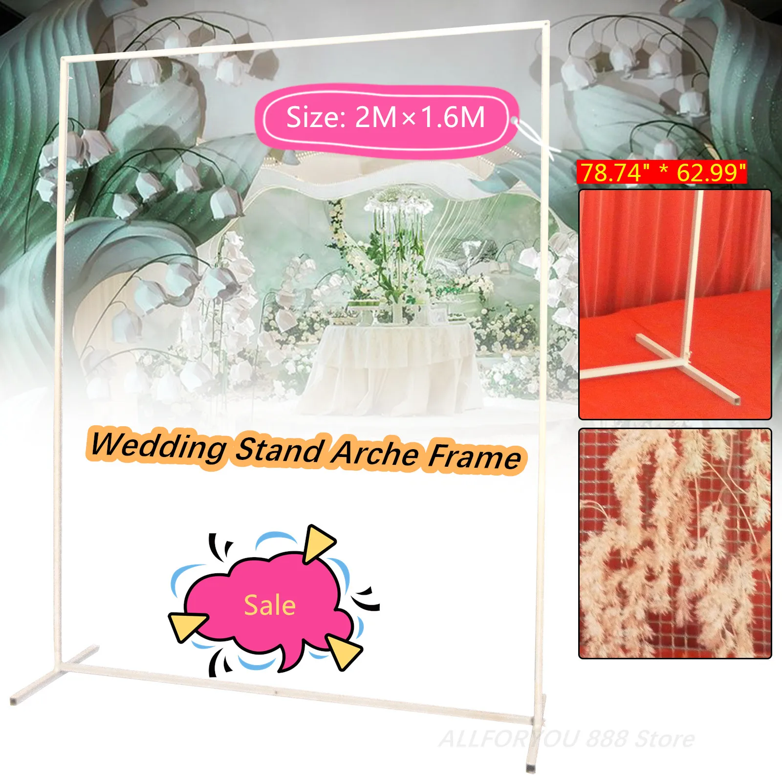 Wedding Stand Arche 2*1.6m Durable And Stable Iron Mesh Rectangle Balloon Flower DIY Frame Birthday Party Decoration