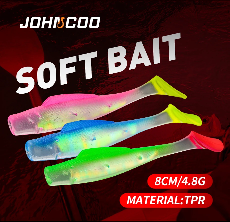 6 Stück Weiche Paddelschwanz-Swimbait UV-GLOW Angelköder 8cm TPR Weichköder 80mm 4,8g Künstliche Silikonköder Wobblers Weichköder – Detail 1