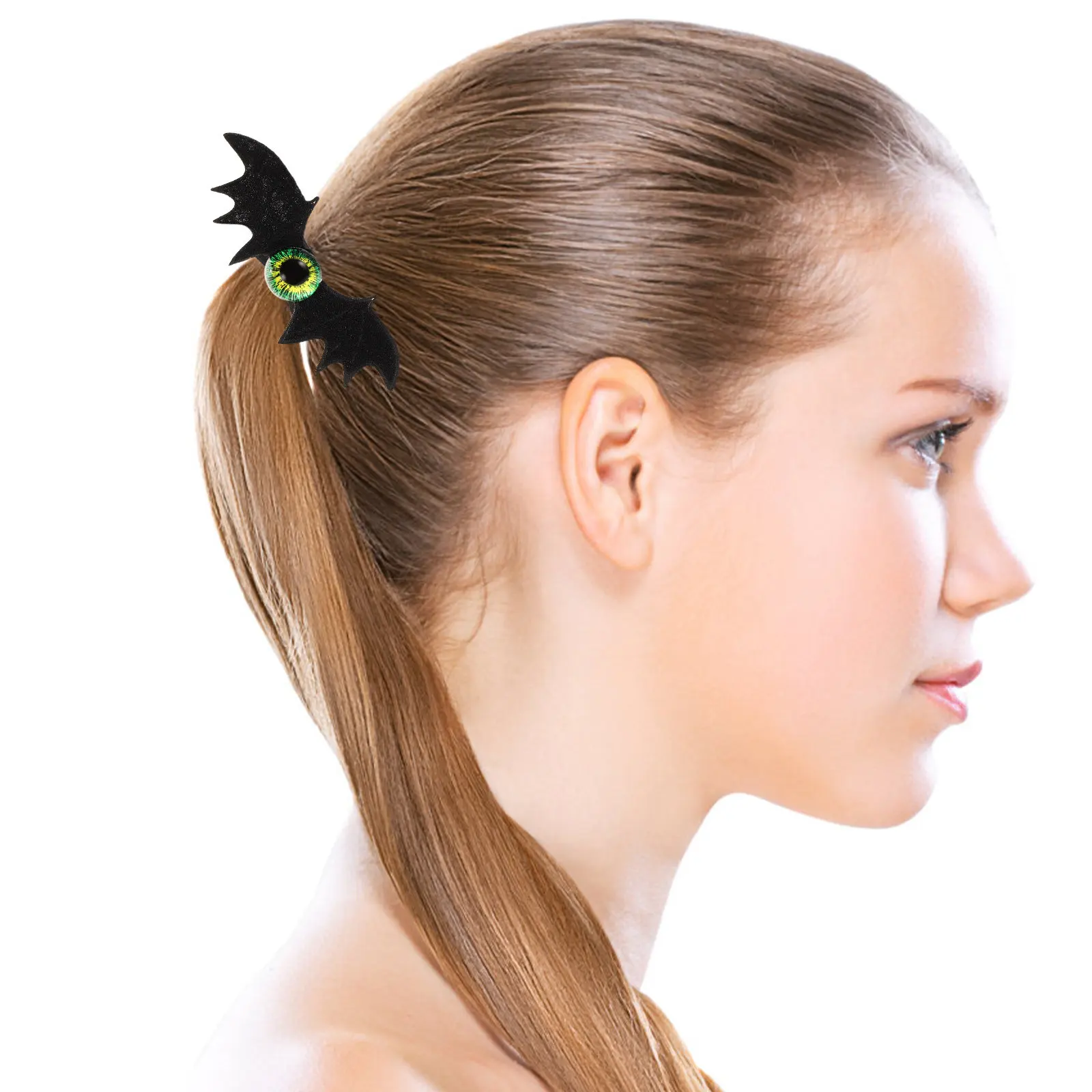 4Pcs Bat Hair Tie with Evil Eye Decoration Gothic Hair Ring for Wedding Daily Life Photo Shoot Stage Performance Party
