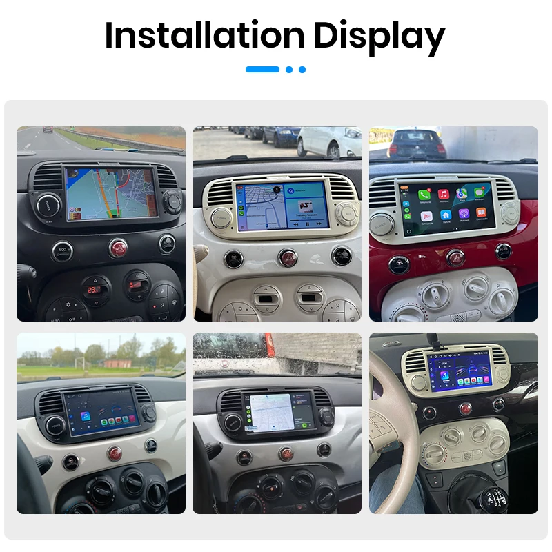 Radio para Auto Junsun de 7 Pulgadas con CarPlay Inalámbrico y Android Auto para Fiat 500 500C Abarth 2007-2015, Sistema Multimedia Inteligente con Apple CarPlay Inalámbrico, Pantalla Táctil IPS, Reproductor de Video Estéreo, Autoradio 2 Din, Navegación, BT, GPS, 4G, WIFI, FM, AM, DSP, RDS, SWC 2