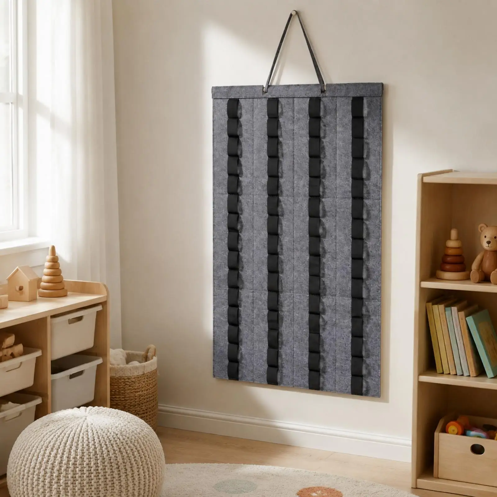 Felt Storage Rack Wall Mount Organizer with Top Loop for Small Toy Cars Display Holder for Bath Toys Room - view 5