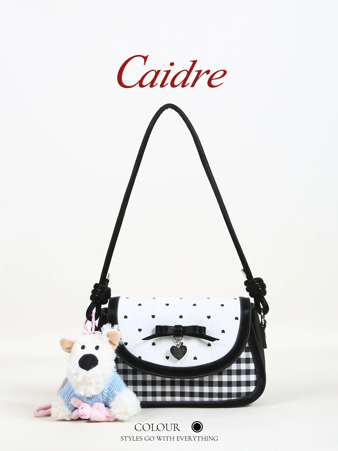 

Caidre Polka Dot Shoulder Bag Women's Underarm Crossbody Bag Knot New 2026 Casual Soft Handbag