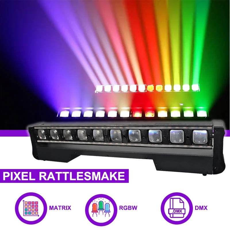 Sunart RGBW 4 in 1 LED Rattlesnake Moving Head Bar DMX Pixel Matrix Stage Effect Lighting for DJ Disco Parties Night Clubs Beam