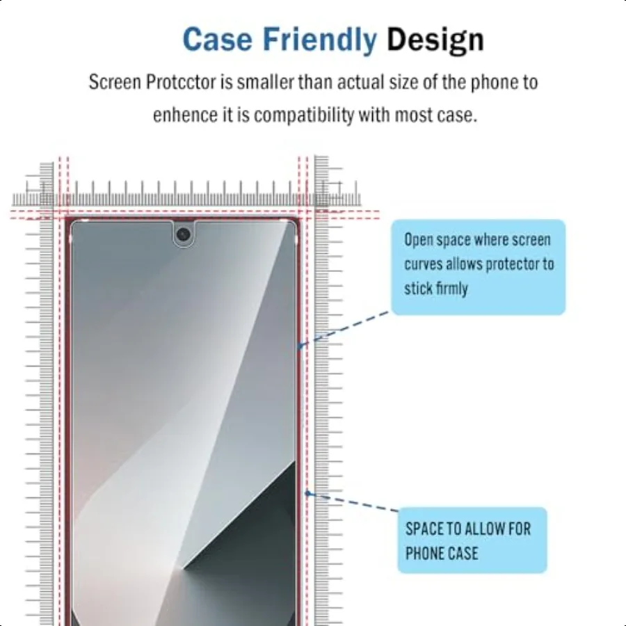 Confezione da 2 + 2 per Samsung Galaxy Z Fold 6 5G [solo schermo anteriore] Proteggi schermo con protezione per obiettivo fotocameraCopertura totale 9H temperato