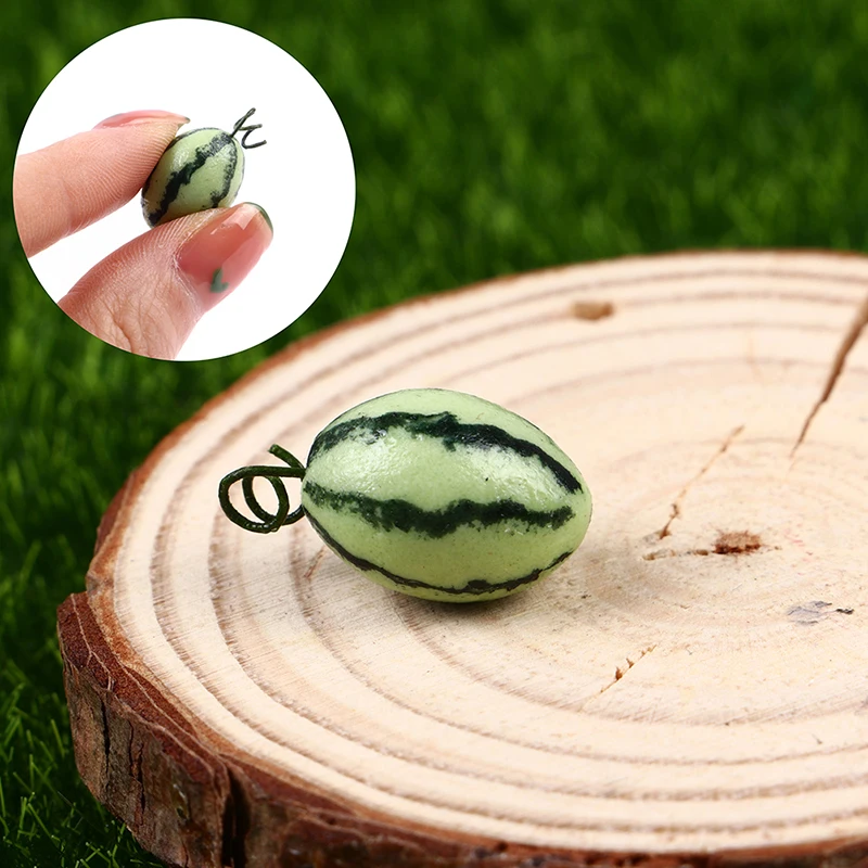 1pc Mini Fruit Resin Artificial Watermelon Statue For Dollhouse Decoration