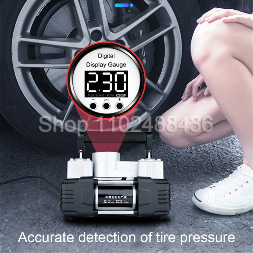 Automobile Double-cylinder High-power Air Pump Car Tire 12V Electric High-pressure Pump Portable Air Compressor