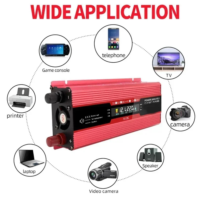 Imagem -05 - Inversor de Potência 12v 220v 5000w 4000w Transformador de Tensão Conversor Modificado Inversor de Carro de Onda Senoidal com Isqueiro