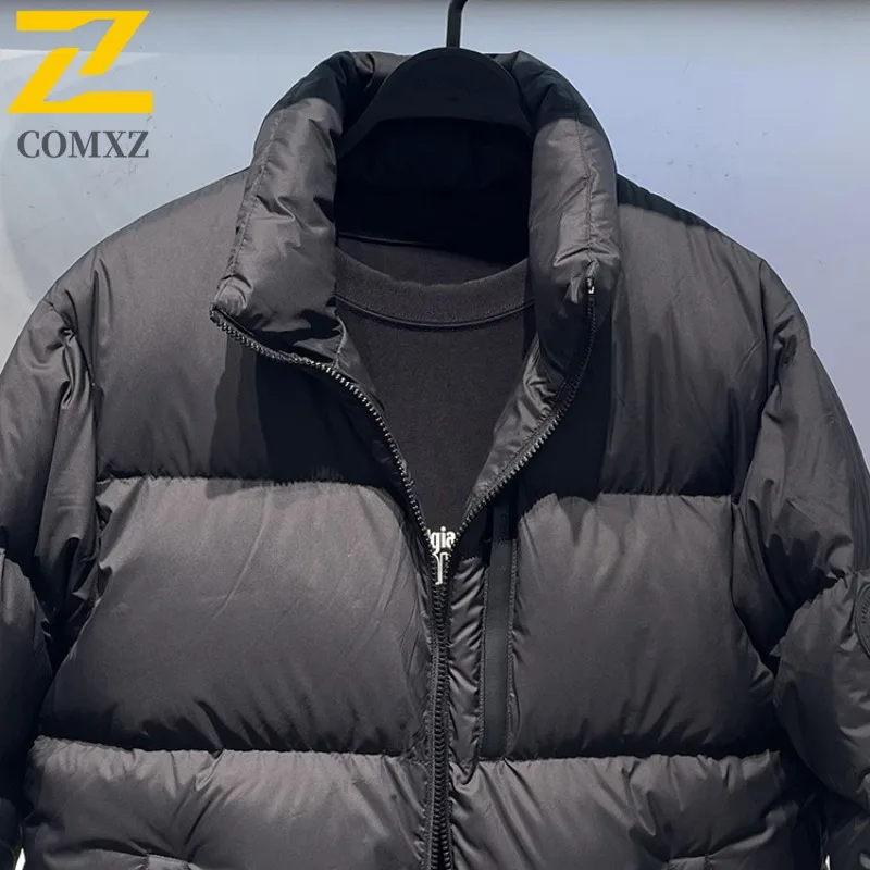COMXZ Men Down Jacket Warm Soft Stand Collar Skiing Trip Casual Snowy Street Padded Jacket Urban Cold Resistant Winter Jackets