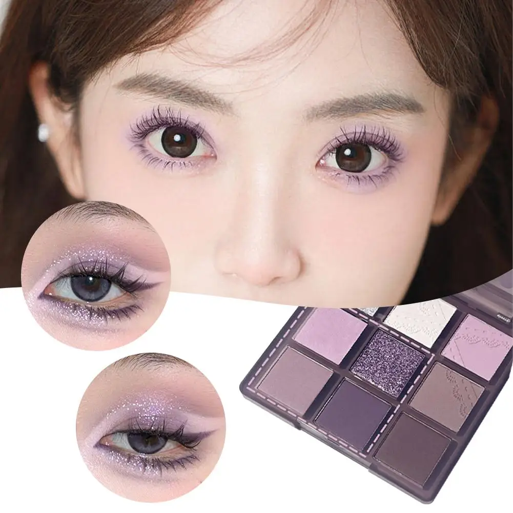 New Smoke Purple 9 Colors Eyeshadow Palette Pearlescent Korean Grey Makeup Matte Waterproof Shadow Palette Eye Purple Makeu Z1J0