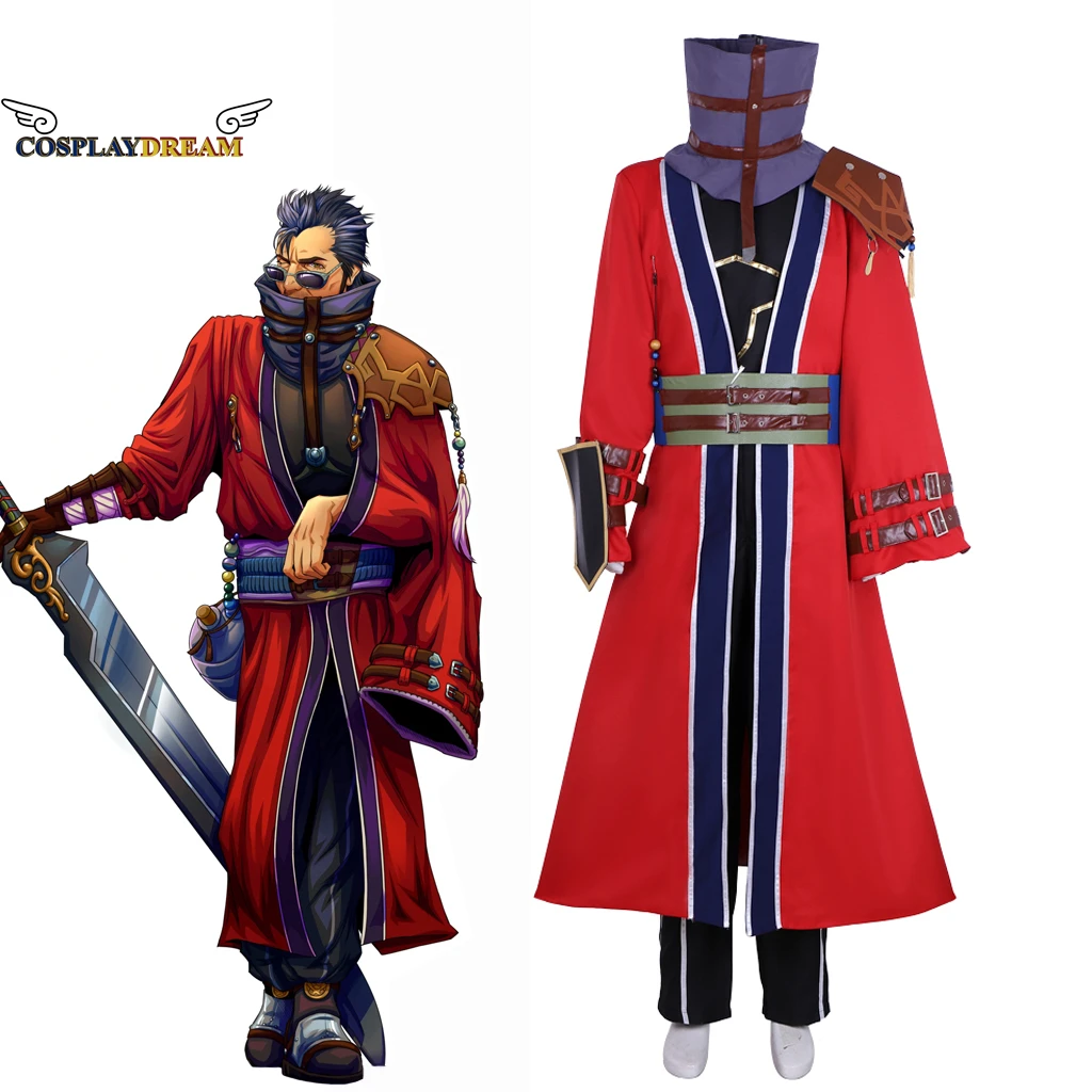 Final Fantasy X Auron Cosplay Costume Auron FF X Full Set Men Costume Auron Cosplay Red Outfit Halloween Party Custom Made