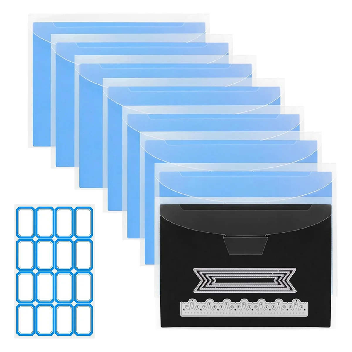 New 10 PCS Stamp and Die Storage Bag and Magnetic Sheet,Die Storage Set for Cutting,Scrapbooking,Storing Craft Dies Blue