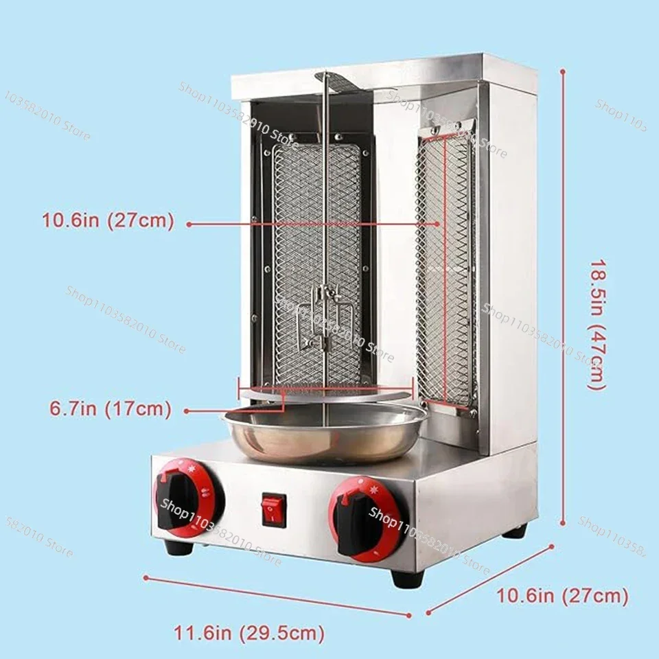 Professional Shawarma Gas Grill - Shawarma Grill Machine Propane Doner Kebab Machine Vertical Broiler with 2 Burner