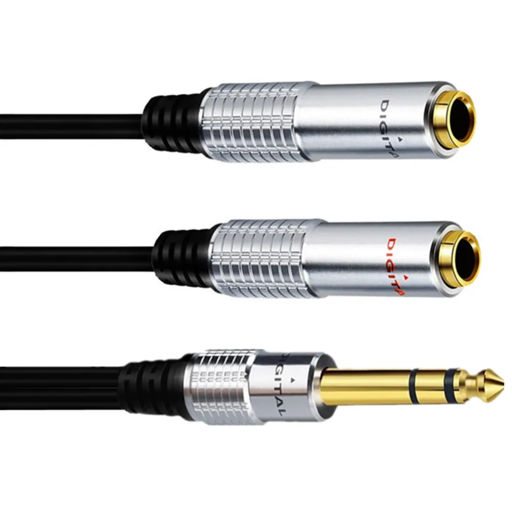 1/4 inch TRS Stereo Splitter Y Cable, 1/4 Inch 6.35mm Stereo Male Plug to Dual 1/4 Inch 6.35mm Female Jack 0.2m