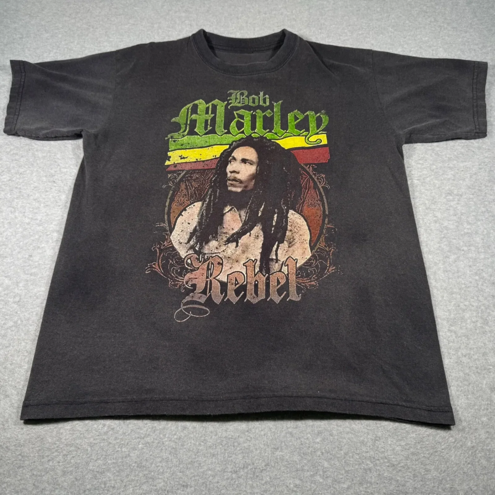 Рубашка Боб Марли для взрослых, большая серая певица регги, автор песен, Rebel Music Faded Men Рубашка Боб Марли для взрослых, большая серая певица регги, автор песен, Rebel Music Faded Men