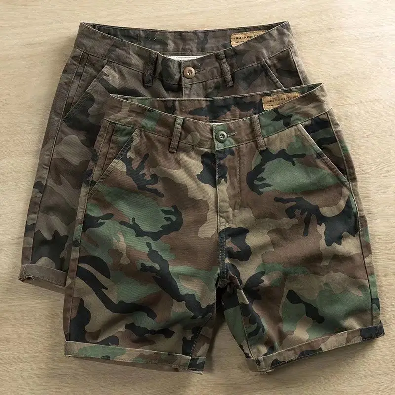 

Mens Cargo Shorts Camouflage Short Pants for Men with Pockets Cotton Luxury Japanese Street Style Wide Clothing Summer Casual