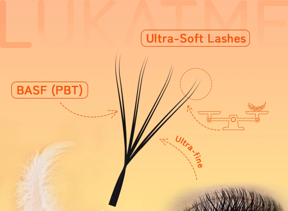 LUKATME Doppelte 4D W-Form Wimpernverlängerungen, vorgefertigte Fächer, W-8D Wimpernbüschel, D-Curl, Easy Fan, Mega-Volumen-Wimpern 7-14mm für den Salon – Detail 4