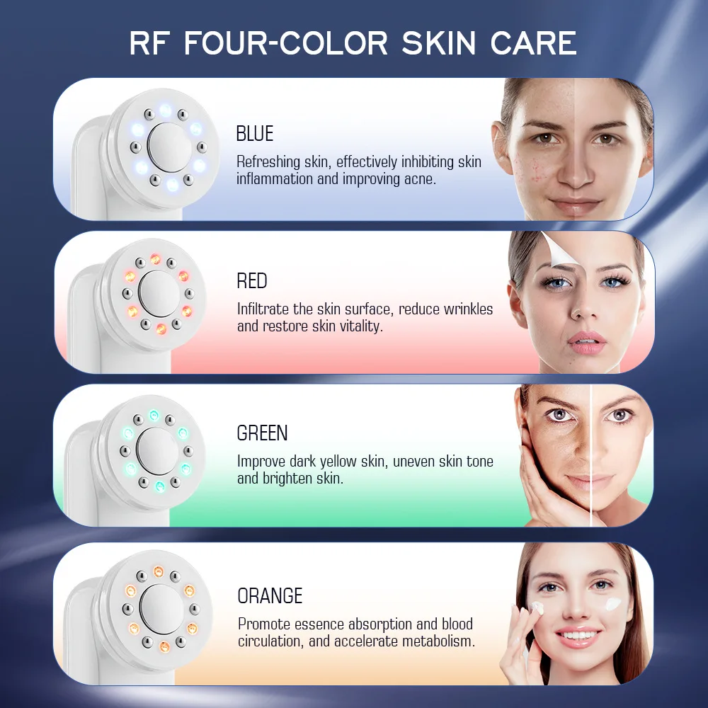 7 en 1 Micro-courant LED beauté du visage glace ultrasonique EMS dispositif de beauté Vibration élimination des rides masseur à main
