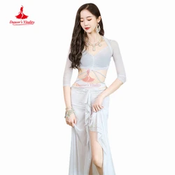 Belly Dance Performance Clothing Suit for Women Bellydance Half Sleeves Top+mesh Long Skirt 2pcs Oriental  Professional Set Wear