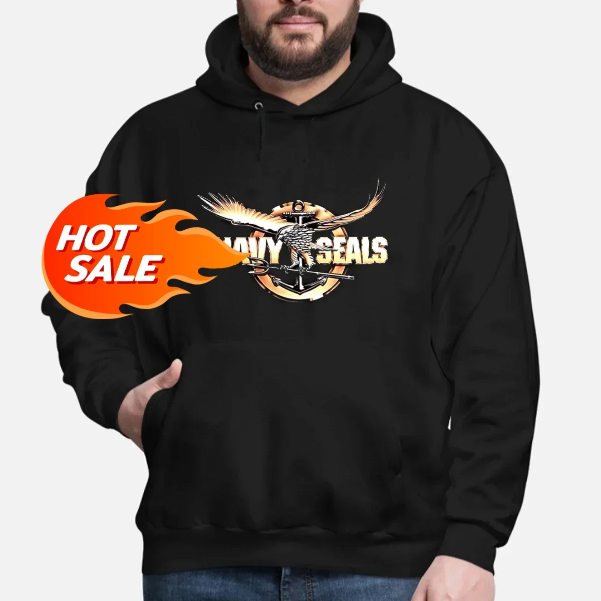 

Naval Seals Eagle Anchor & Trident Pullover Hoodie New Comfortable Cotton Casual Mens Sweatshirts Military Style Streetwear