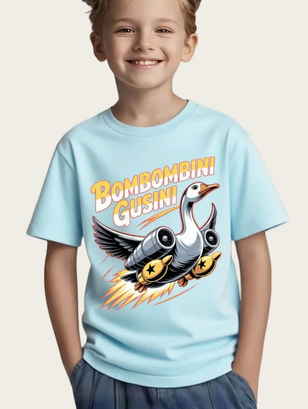 Bombombini Gusini مضحك الإيطالية Brainrot ميمي تي شيرت الصيف الشارع الشهير تي شيرت عادية شعبية تي شيرت للبنين بلوزات فضفاضة