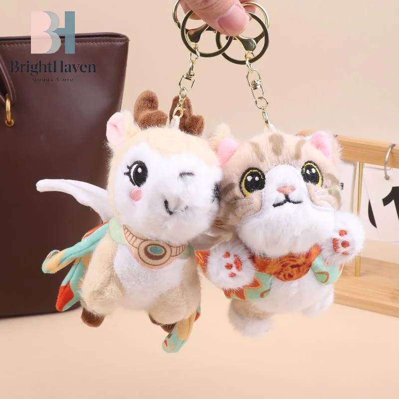 Chinese Style Dunhuang Flying Cat Pendant Cute Plush Toy Cartoon Nine-Colored Deer Keychain Cute Plush Doll Bag Charm Gift B.H view 5